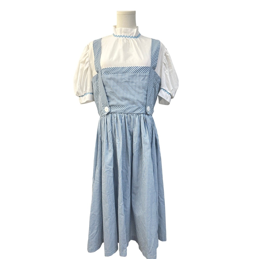 Vintage 1970s Handmade Dorothy Wizard of Oz Dress L Gingham Prairie Pinafore